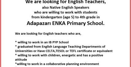 We are looking for English Teachers