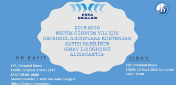 ADAPAZARI ÖZEL ENKA ORTAOKULU 5.SINIF KAYIT DUYURUSU