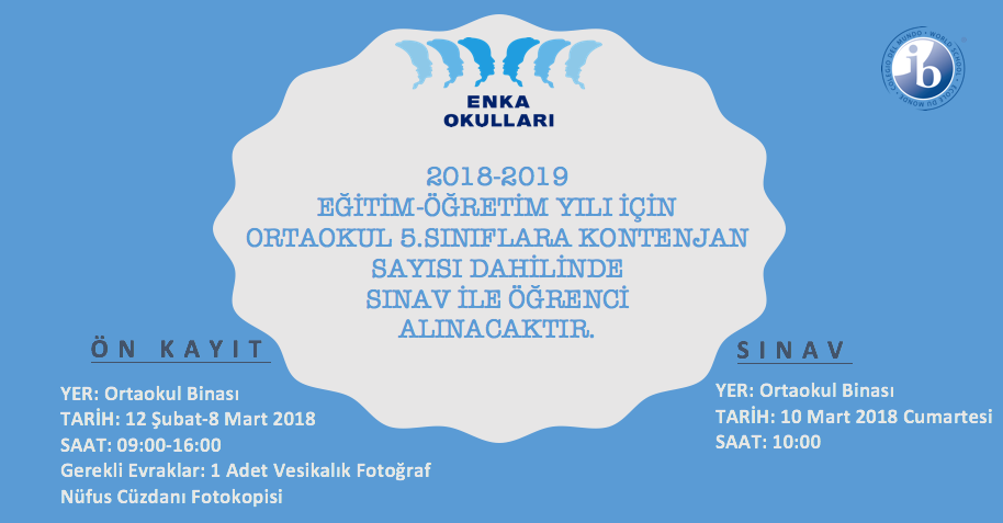 ADAPAZARI ÖZEL ENKA ORTAOKULU 5.SINIF KAYIT DUYURUSU