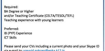English Teacher Required