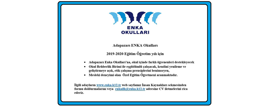 ADAPAZARI ÖZEL ENKA İLKOKULU ÖZEL EĞİTİM ÖĞRETMEN ALIMI