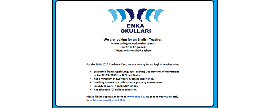 ADAPAZARI ÖZEL ENKA ORTAOKUL İNGİLİZCE ÖĞRETMEN ALIMI