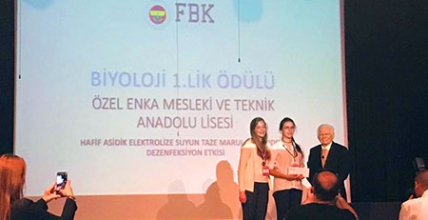Biyoloji Dalında Birincilik Ödülü Okulumuzun