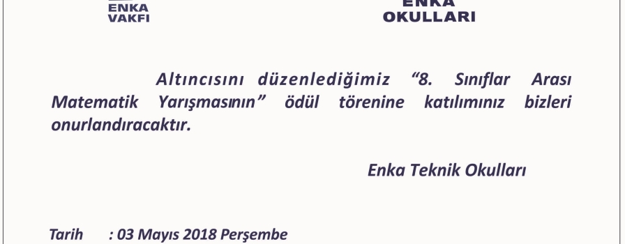 Matematik Yarışması Ödül Törenine Davetlisiniz Matematik Yarışması Ödül Törenine Davetlisiniz