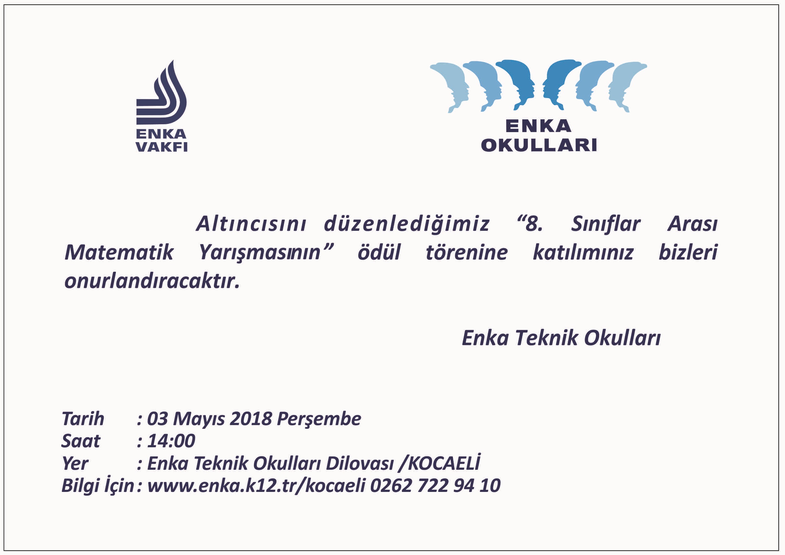 Matematik Yarışması Ödül Törenine Davetlisiniz